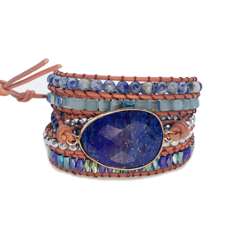Blue Goldstone hand-woven multi-layer bracelet