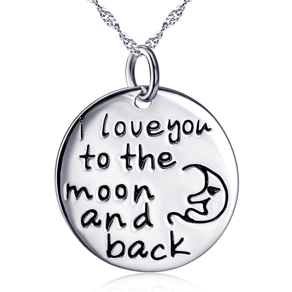 "I lover you to the moon and back"Pendant 925 Sterling Silver Necklace