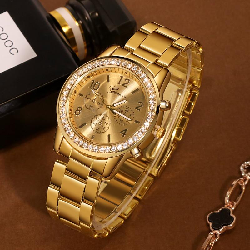 Classic Luxury Rhinestone Large Gold Watch - Online Fashion Store -Shop Alluring