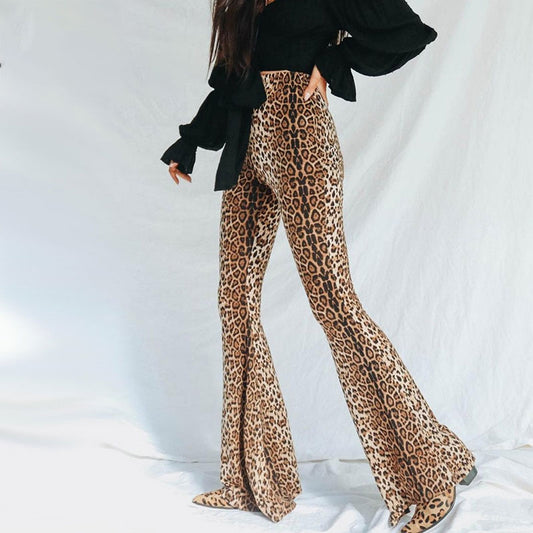 Leopard Print Flare Pants - Online Fashion Store -Shop Alluring