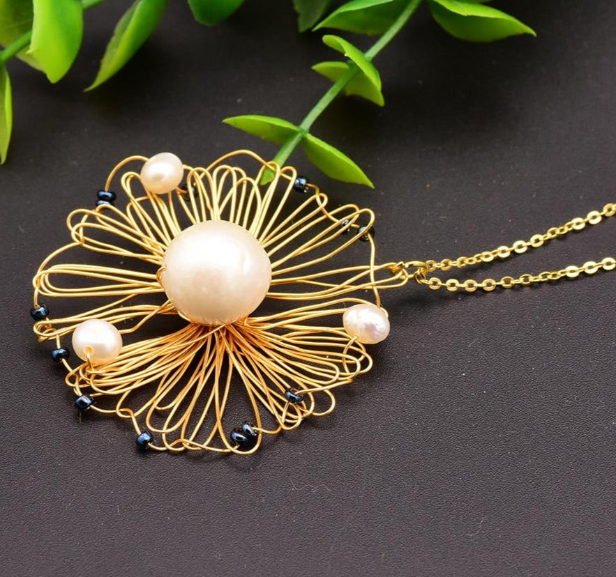 Natural Fresh Water Baroque Pearl Handmade Pendant-Necklaces-Shop Alluring