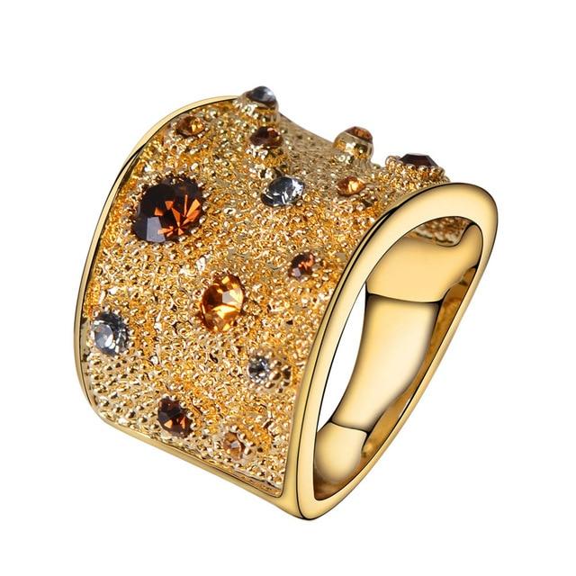 Viennois Wide Multicoloured Rhinestones Paved Cocktail Ring-Rings-Shop Alluring
