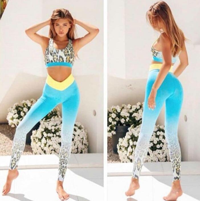 Yoga Set Women Fitness Clothing Leopard Print Push up Sports Bra Set-Sportswear-Shop Alluring