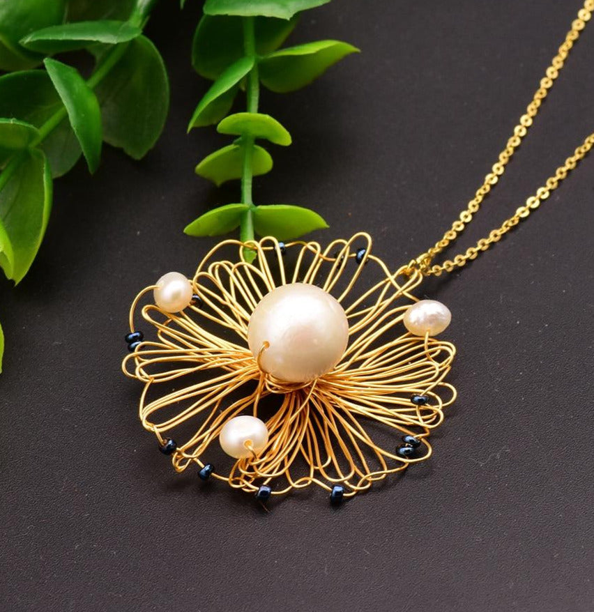 Natural Fresh Water Baroque Pearl Handmade Pendant-Necklaces-Shop Alluring
