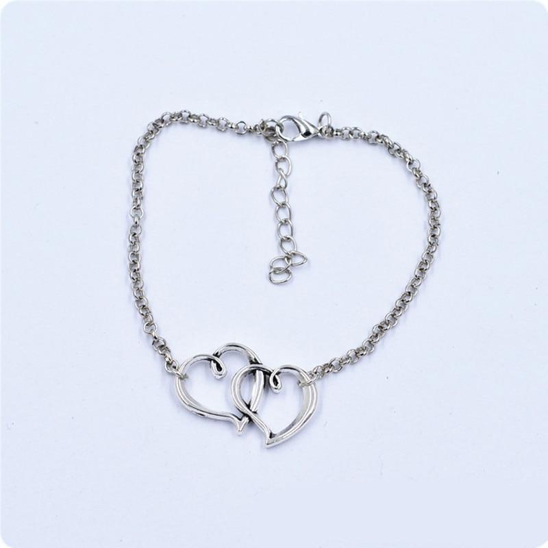Double Heart Chain Anklet Bracelet - Online Fashion Store -Shop Alluring