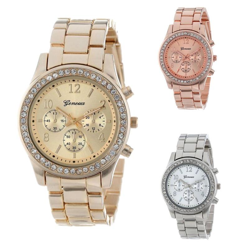Classic Luxury Rhinestone Large Gold Watch - Online Fashion Store -Shop Alluring